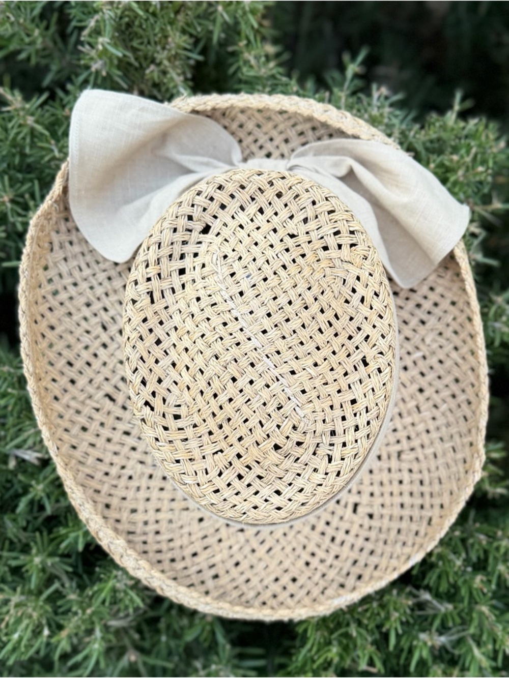 Fiesta Natural Straw Sun Hat with Tan Band + Bow - Picture 6 of 10